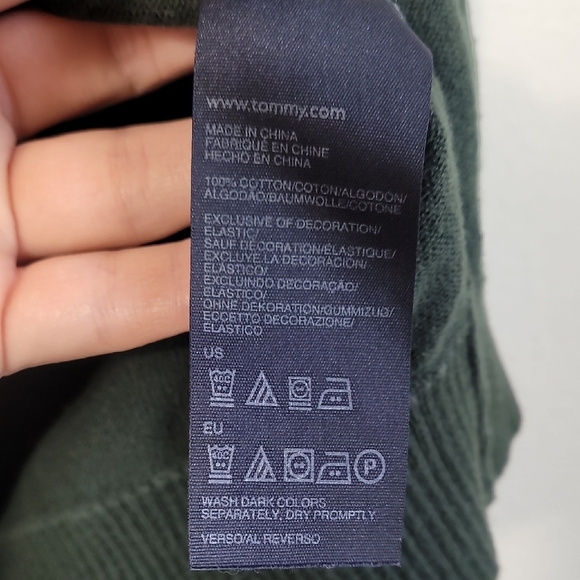 Tommy Hilfiger Men Argyle V Neck Sweater Size L Green Yellow Y2K Academia Jumper - Picture 5 of 11